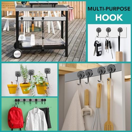 Get Everything in Place with 8 Black Magnetic Hooks Set