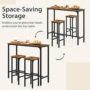 Costway3pieceindustrialbartablesetfor2counterheightpubtablewith2stoolskitchenbreakfasttablesetwithmetalframediningtablesetforhomerestaurantrusticbrown Urban Country Home Decor Costway 3 piece industrial bar table set for 2 counter height pub table with 2 stools kitchen breakfast table set with metal frame dining table set for home restaurant rustic brown urban country home decor