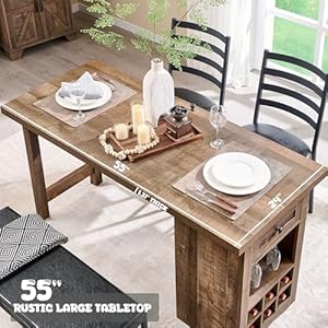 Farmhousediningtablesetfor455largekitchentablesetwith2chairsandbenchrusticwooddiningbartablewithdrawerandwinegalssesracklightbrown  Urban Country Home Decor Farmhouse dining table set for 4 55 large kitchen table set with 2 chairs and bench rustic wood dining bar table with drawer and wine galsses rack light brown  urban country home decor
