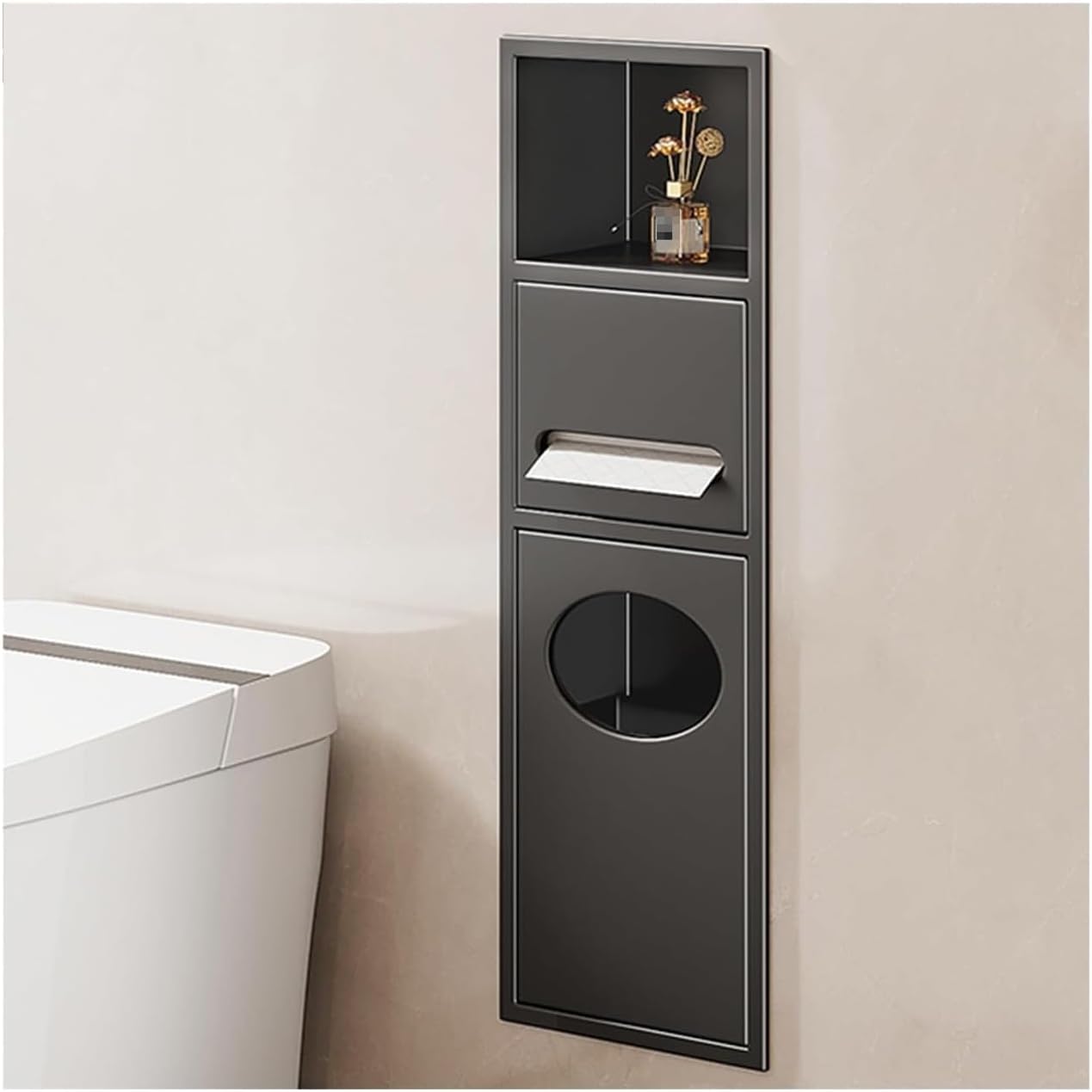 Recessed Stainless Steel Hand Towel Dispenser with Trash Can