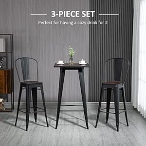 Homcom3pieceindustrialdiningtablesetbarheightbartableandchairssetwithfootrestsforbistropubblackandbrown Urban Country Home Decor Homcom 3 piece industrial dining table set bar height bar table and chairs set with footrests for bistro pub black and brown urban country home decor