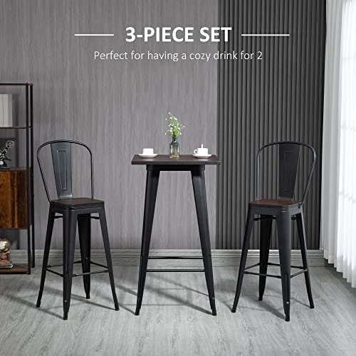 Homcom3pieceindustrialdiningtablesetbarheightbartableandchairssetwithfootrestsforbistropubblackandbrown Urban Country Home Decor Homcom 3 piece industrial dining table set bar height bar table and chairs set with footrests for bistro pub black and brown urban country home decor