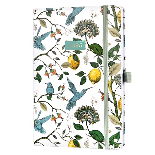 Artfan 2025 Diary - Diary 2025 Week to View Diary, Jan. 2025 - Dec. 2025, Inner Pocket, Elastic Closure, 21.5 x 15.5 cm, Green