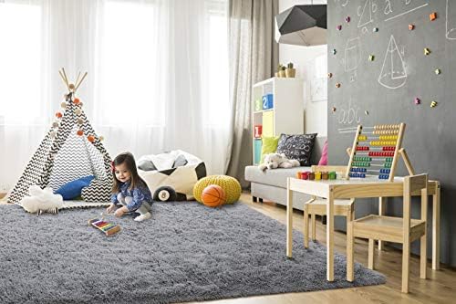 TWINNIS Super Soft Shaggy Rugs 3x5 Feet Grey