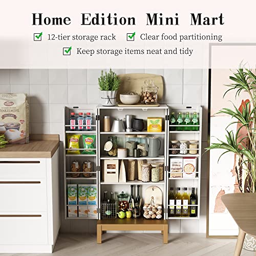 45-Storage-Cabinet-with-Doors-and-Adjustable-ShelvesFood-Pantry-Cabinet-for-KitchenDining-RoomLiving-Room-and-GarageGold-Lines-and-Legs-White 45 Storage Cabinet with Doors and Adjustable ShelvesFood Pantry Cabinet for KitchenDining RoomLiving Room and GarageGold Lines and Legs White