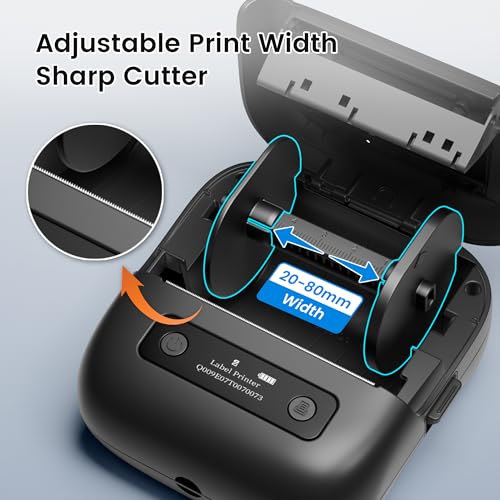 ItriAce M220 Bluetooth Etikettendrucker, Beschriftungsgerät Selbstklebend, Aufkleberdrucker für Bild, Barcode, Adresse, Mailing, Beschriftung, Home, Etikettiergerät für Phone, Android & PC, Schwarz – Bild 5