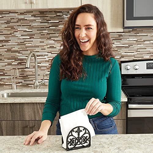 Fleur De Lis Design Napkin Holder Black