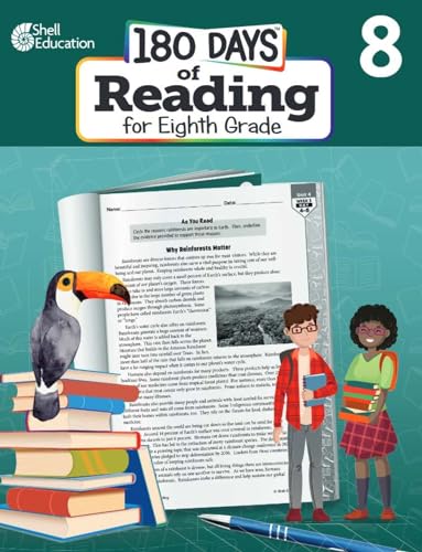 180 Days of Reading for Eighth Grade - Daily Reading Workbook for Classroom and Home, Reading Comprehension and Phonics Practice, School Level Activities Challenging Concepts (180 Days of Practice)