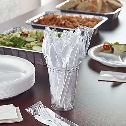 Hefty Individually Wrapped Plastic White Heavy-Duty Cutlery Disposable Flatware 150 Piece Set