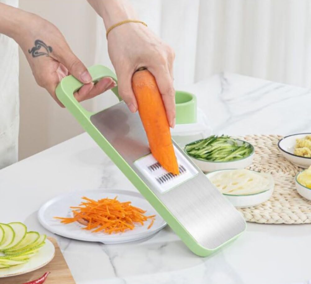 Multi-Function Mandoline Slicer with Protective Hand Guard