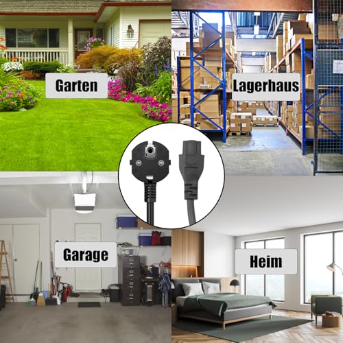 Powice 2 Stück Stromkabel,Steckertyp F 90° auf C5-Stecker Netzkabel,Netzkabel 3 polig 1m,Kaltgerätekabel für Laptops,Schwarz – Bild 7