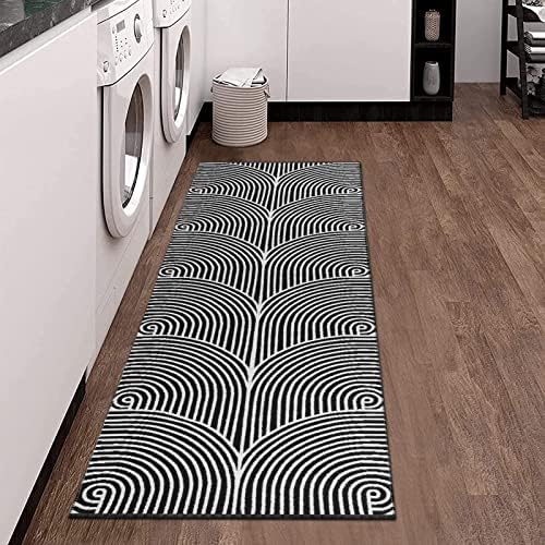 Tiffasea Woven Runner Rug 2x6 Black White