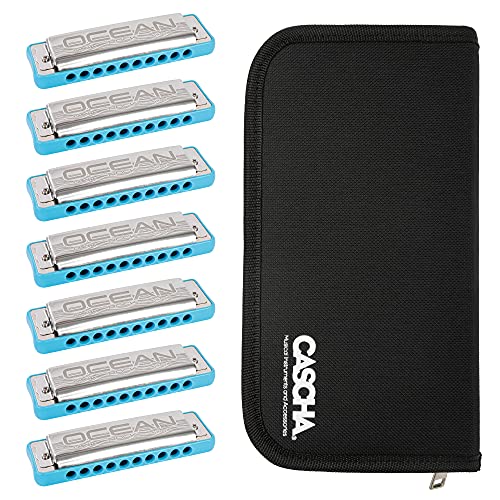 Ocean Rock Harmonica Pack 7 (C-D-E-F-G-A-Bb) + 7 Harmonica + Sac de rangement Bleu - Les Beatles, Paul McCartney, John Lennon, RIngo Starr, George Harrison Ocean Rock Harmonica Pack 7 (C-D-E-F-G-A-Bb) + 7 Harmonica + Sac de rangement Bleu