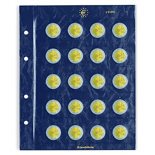 Leuchtturm 312494 Feuilles numismatiques Vista - Feuilles de Collection pour 10 pièces de 2 Euros chacune - Pack de 2