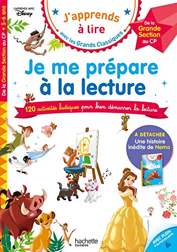 Disney - Je me prépare à la lecture avec les grands classiques Disney - Cahier de vacances 2024: Grande Section - CP (dès 5 ans)