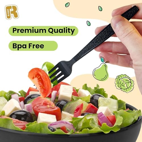 Sturdy Black Plastic Mixing Spoon Set