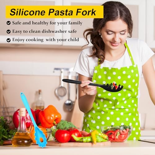 12-Piece Heat-Resistant Silicone Pasta Forks for Kitchen