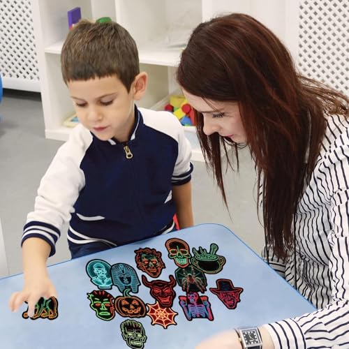 Halloween-Aufkleber, Halloween-Neonaufkleber, 50 x gruselige Aufkleber für Wasserflaschen | Halloween-Aufkleber, wasserdichte Halloween-Aufkleber, Deko-Aufkleber – Bild 3