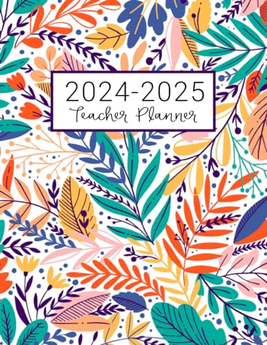 Teacher Planner: Lesson Plan for Class Organization | Weekly and Monthly Agenda | Academic Year August - July | Light Tropical Floral Print