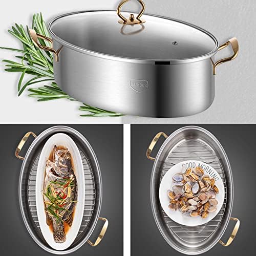 ANSChris Stainless Steel Fish Steamer Pot for Home Use