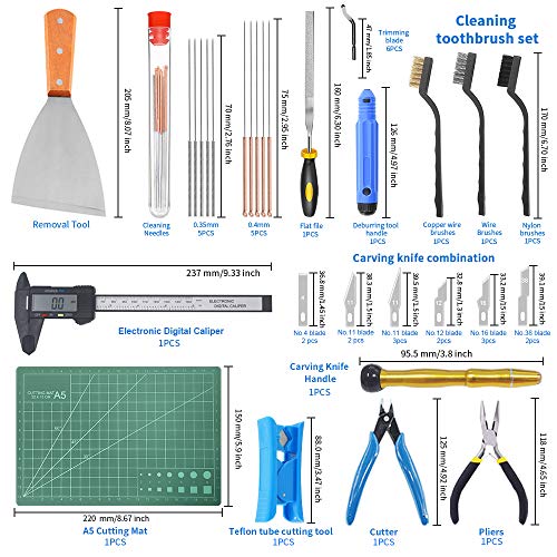 HAWKUNG 42 Stück 3D Drucker Tool kit, Debur Tool, Digitaler Messschieber, Schneidematte und Andere Werkzeuge mit Aufbewahrungstasche zum Entfernen, Reinigen, Fertigstellen von 3D Druckmodellen – Bild 3