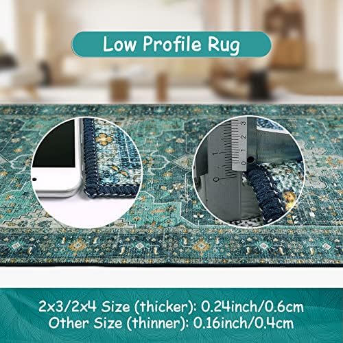 Moynesa Ultra-Thin Washable Area Rug - 2x3 Teal Entryway Mat 1
