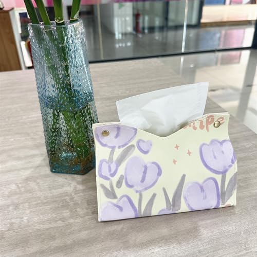 Zest Purple Tulip Tissue Box Beautiful Leather Tissue Box Design Luxurious Napkin Organizer