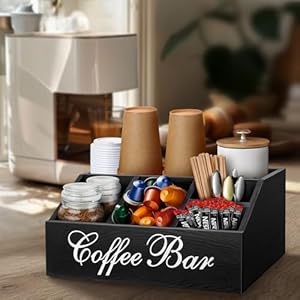  Coffee-Station-Organizer-Coffee-Pods-Holder-for-Counter-Wood-Coffee-and-Tea-Condiment-Storage-Organizer-Farmhouse-Coffee-Accessories-Basket-for-Coffee-Bar-Decor