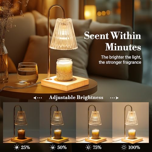 Marycele Candle Warmer Lamp with Timer Dimmer, Christmas Birthday Gifts for Mom Women Sister Her, House Warming Gifts, Thanksgiving Decorations for Office Room Home Decor, Clear Adjustable Wax Warmer - Image 7