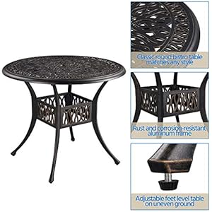 Yaheetech 5-Piece Outdoor Furniture Dining Set, All-Weather Cast Aluminum Conversation Set for Yard Garden Deck, Includes 4 Chairs and 1 Round Table with Umbrella Hole Yaheetech 5 Piece Outdoor Furniture Dining Set All Weather Cast Aluminum Conversation Set for Yard Garden Deck Includes 4 Chairs and 1 Round Table with Umbrella Hole