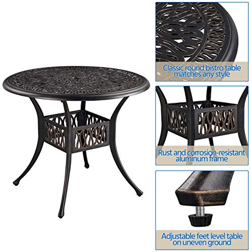 Yaheetech-5-Piece-Outdoor-Furniture-Dining-Set-All-Weather-Cast-Aluminum-Conversation-Set-for-Yard-Garden-Deck-Includes-4-Chairs-and-1-Round-Table-with-Umbrella-Hole Yaheetech 5 Piece Outdoor Furniture Dining Set All Weather Cast Aluminum Conversation Set for Yard Garden Deck Includes 4 Chairs and 1 Round Table with Umbrella Hole
