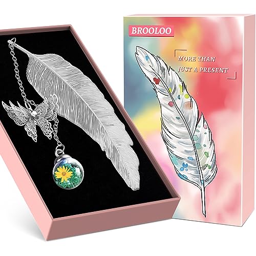 Idee Cadeau Noel Femme Original - Marque Page Metal Plume Accessoire Lecture Cadeau Femme Maman Grand Mere Mamie Ado Fille Soeur Copine Maitresse Anniversaire Calendrier L'avent Utile Gadget Insolite
