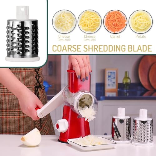 Maxceysen Rotary Cheese Grater with Handle Soft Safe Food Grater