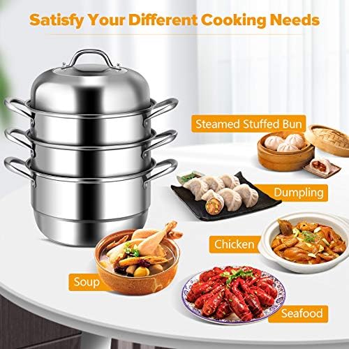 3-Tier Stainless Steel Steamer Pot with Handles