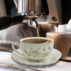Teacup and Saucer Set Tea Cup Set of 4 White Coffee Mugs Cappuccino Cups 7oz Espresso Mugs Flower Tea Cup with Gold Trim Tea Set for Women Tea Party Afternoon Tea Home Office