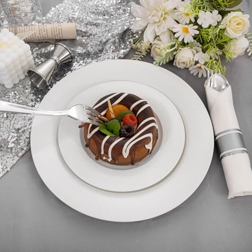 Liacere - 100-Piece Silver Plastic Silverware Set with Napkins