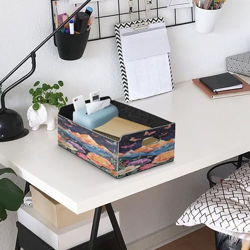Mountain Storage Basket with Handle Foldable Open Bin