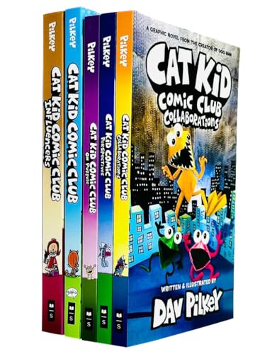 Cat Kid Comic Club Series Collection 5 Books Set By Dav Pilkey (Cat Kid Comic Club, Perspectives, On Purpose, Collaborations & Influencers)