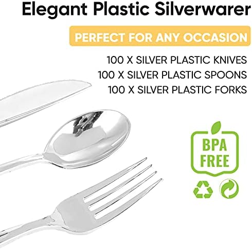 FOCUSLINE 300 Pack Silver Plastic Cutlery Set