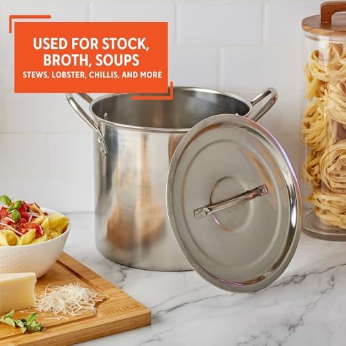 16-Quart Stainless Steel Stock Pot with Lid Silver