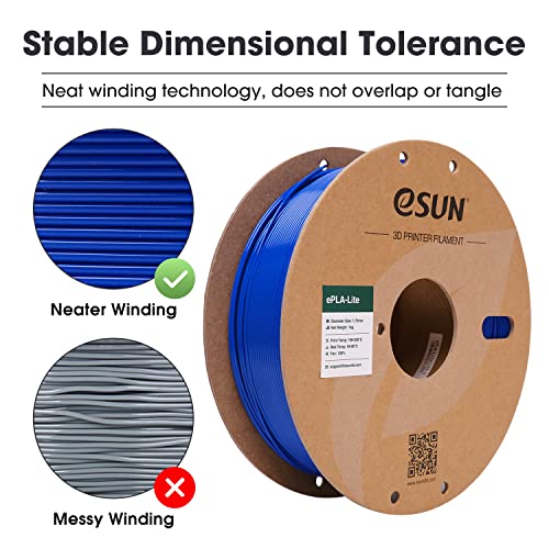 eSUN PLA Filament 1.75mm, Modifiziertes 3D Drucker Filament PLA, Maßgenauigkeit +/- 0.03mm, 1KG Spule (2.2 LBS) 3D Druck Filament für 3D Drucker (D-Blau, PLA Lite - 1KG) – Bild 6