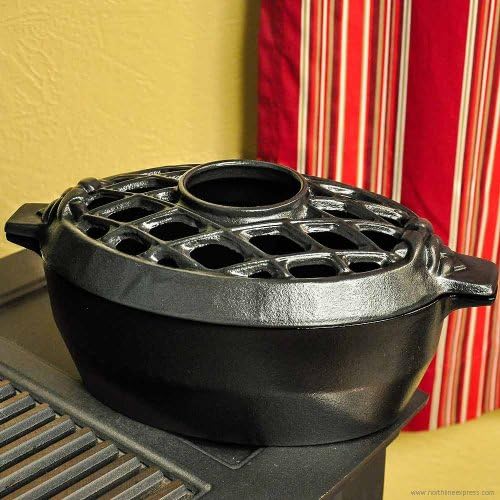 Sleek Black Cast Iron Steam Pot for Cooking Potpourri