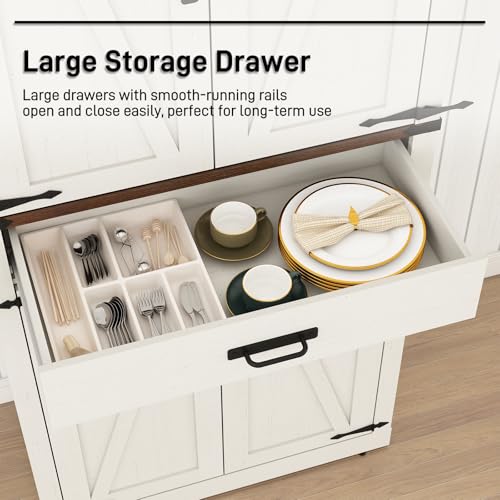 72-Tall-Farmhouse-Kitchen-Pantry-Cabinet-with-Drawer-Rustic-Wood-Cupboard-Storage-Cabinet-wOrganizer-and-4-Barn-Doors-Storage-Cabinet-for-Kitchen-Dining-Room-Living-Room-Rustic-White 72 Tall Farmhouse Kitchen Pantry Cabinet with Drawer Rustic Wood Cupboard Storage Cabinet wOrganizer and 4 Barn Doors Storage Cabinet for Kitchen Dining Room Living Room Rustic White