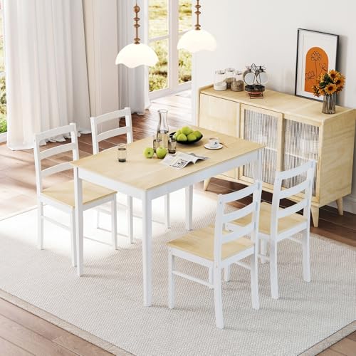 Nafortkitchentablesetfor4solidwooddiningtableandchairssetof4farmhousedinnertablesetwrubberwoodlegsmidcenturymoderndinettesetforkitchendiningroom Urban Country Home Decor Nafort kitchen table set for 4 solid wood dining table and chairs set of 4 farmhouse dinner table set wrubber wood legs mid century modern dinette set for kitchen dining room urban country home decor