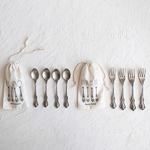 Creative Co-Op Embossed Brass Dinner Forks Set of 4