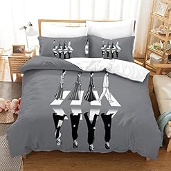 The Beatles Ensemble De Housse De Couette,Groupe de Rock Housse De Couette 3D Rock ‘n’ Roll Housse De Couette Décorative Double(200x200cm) - Les Beatles, Paul McCartney, John Lennon, RIngo Starr, George Harrison