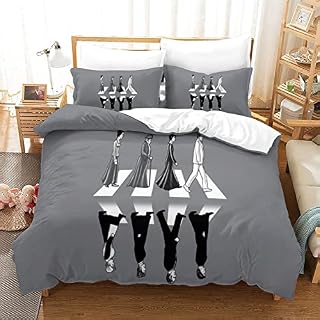 The Beatles Ensemble De Housse De Couette,Groupe de Rock Housse De Couette 3D Rock ‘n’ Roll Housse De Couette Décorative Double(200x200cm) - Les Beatles, Paul McCartney, John Lennon, RIngo Starr, George Harrison