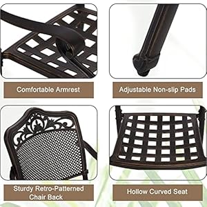   PHI-VILLA-5-Piece-Patio-Dining-Set-for-Outdoor-Cast-Aluminum-Round-Patio-Table-and-Chairs-Set-with-Cast-Aluminum-Furniture-Patio-Chairs-39-Round-Dining-Table-for-Yard-Golden-Bronze