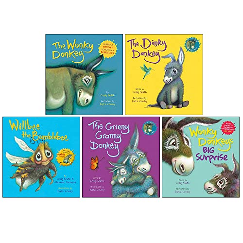 Wonky Donkey Series 5 Books Collection Set By Craig Smith (The Wonky Donkey, Willbee the Bumblebee, The Dinky Donkey, The Grinny Granny Donkey & Wonky Donkey's Big Surprise)