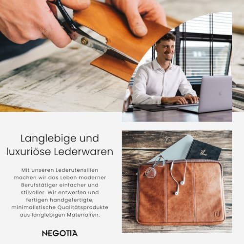NEGOTIA Vintage Abbey - Laptoptasche 14 Zoll - MacBook Pro 14 Hülle - MacBook Hülle 14 Zoll laptophülle 14 Zoll - Braun – Bild 7